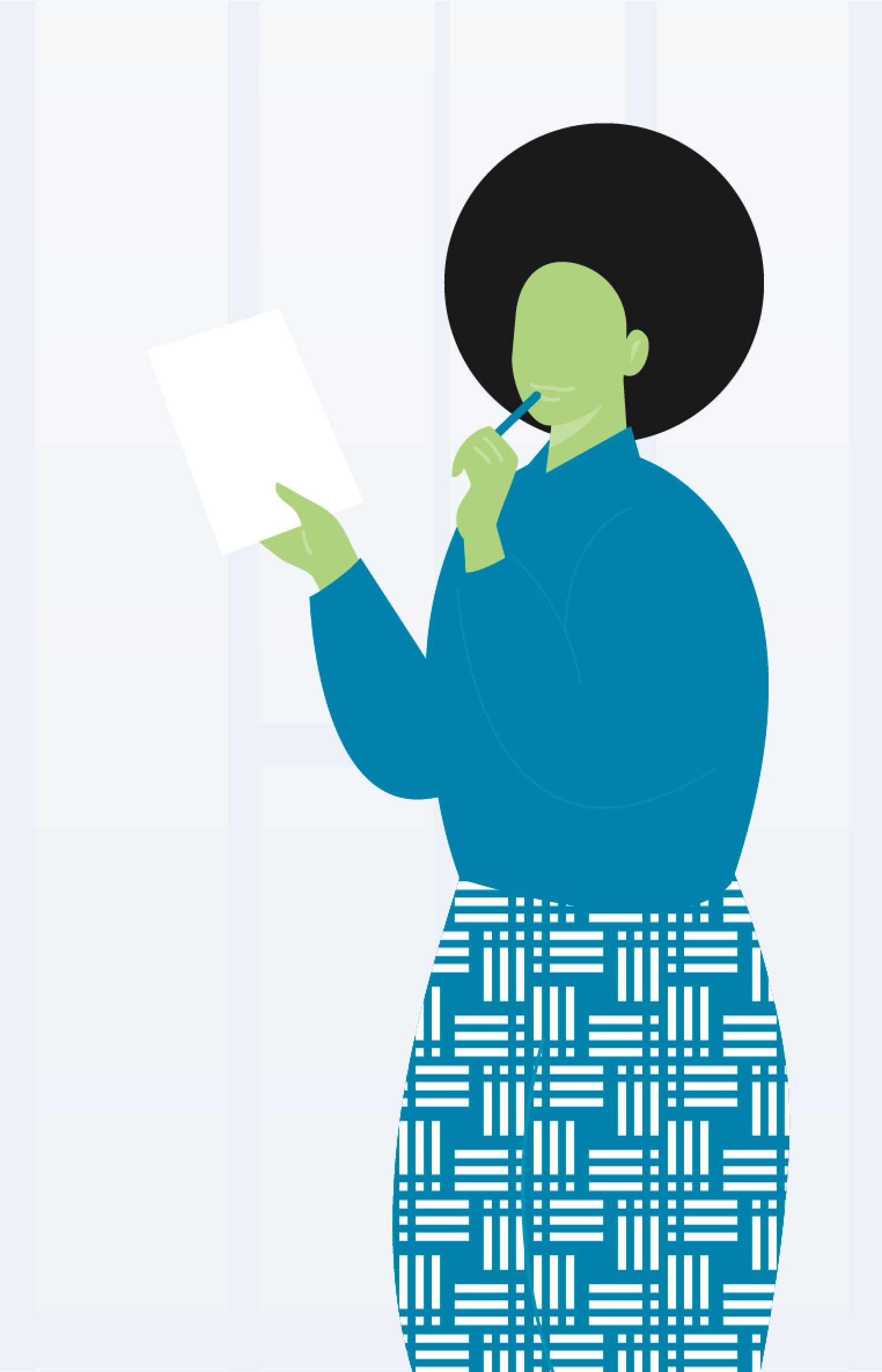 Illustration of woman making a word list